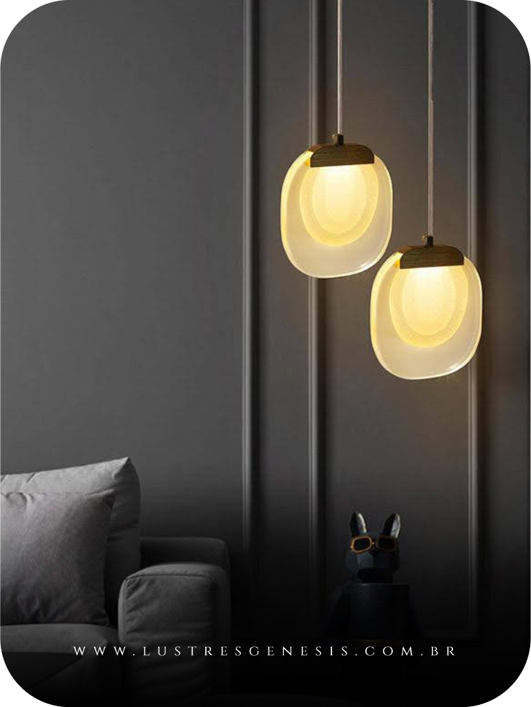 Luminária de teto pendente moderno Sedna de vidro dourado Lustres Gênesis loja online de Lustres e Iluminação Decorativa